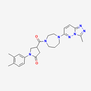 molecular formula C24H29N7O2 B2502887 1-(3,4-Dimethylphenyl)-4-(4-{3-methyl-[1,2,4]triazolo[4,3-b]pyridazin-6-yl}-1,4-diazepane-1-carbonyl)pyrrolidin-2-one CAS No. 2319638-14-5