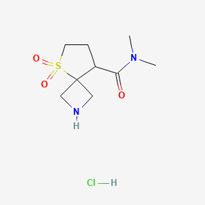 molecular formula C9H17ClN2O3S B2502888 N,N-Dimethyl-5,5-dioxo-5lambda6-thia-2-azaspiro[3.4]octane-8-carboxamide;hydrochloride CAS No. 2361644-06-4