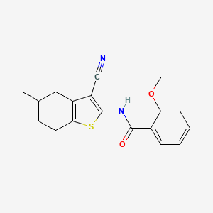 molecular formula C18H18N2O2S B2502938 N-(3-cyano-5-methyl-4,5,6,7-tetrahydro-1-benzothiophen-2-yl)-2-methoxybenzamide CAS No. 328539-86-2