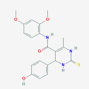 molecular formula C20H21N3O4S B2502952 N-(2,4-dimethoxyphenyl)-4-(4-hydroxyphenyl)-6-methyl-2-thioxo-1,2,3,4-tetrahydropyrimidine-5-carboxamide CAS No. 430470-03-4