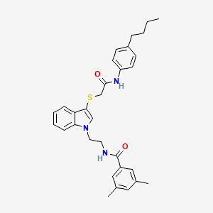 molecular formula C31H35N3O2S B2502955 N-(2-(3-((2-((4-butylphenyl)amino)-2-oxoethyl)thio)-1H-indol-1-yl)ethyl)-3,5-dimethylbenzamide CAS No. 851714-98-2