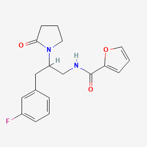 molecular formula C18H19FN2O3 B2502983 N-[3-(3-Fluorophenyl)-2-(2-oxopyrrolidin-1-YL)propyl]furan-2-carboxamide CAS No. 1421529-52-3