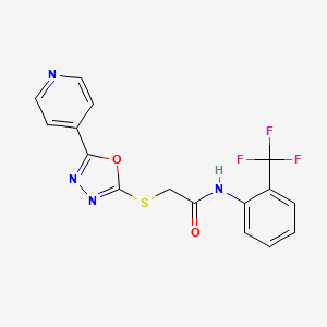 molecular formula C16H11F3N4O2S B2502990 2-{[5-(pyridin-4-yl)-1,3,4-oxadiazol-2-yl]sulfanyl}-N-[2-(trifluoromethyl)phenyl]acetamide CAS No. 884992-48-7