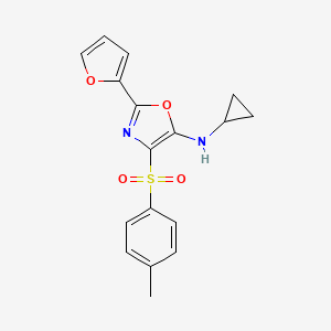molecular formula C17H16N2O4S B2503013 N-cyclopropyl-2-(furan-2-yl)-4-[(4-methylphenyl)sulfonyl]-1,3-oxazol-5-amine CAS No. 862793-59-7