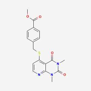 molecular formula C18H17N3O4S B2503029 Methyl 4-(((1,3-dimethyl-2,4-dioxo-1,2,3,4-tetrahydropyrido[2,3-d]pyrimidin-5-yl)thio)methyl)benzoate CAS No. 899988-43-3