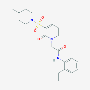 molecular formula C21H27N3O4S B2503063 N-(2-ethylphenyl)-2-{3-[(4-methylpiperidin-1-yl)sulfonyl]-2-oxo-1,2-dihydropyridin-1-yl}acetamide CAS No. 1251606-08-2