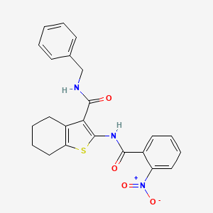 molecular formula C23H21N3O4S B2503085 N-BENZYL-2-(2-NITROBENZAMIDO)-4,5,6,7-TETRAHYDRO-1-BENZOTHIOPHENE-3-CARBOXAMIDE CAS No. 618077-07-9