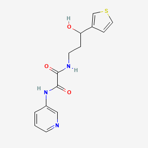 molecular formula C14H15N3O3S B2503097 N-[3-hydroxy-3-(thiophen-3-yl)propyl]-N'-(pyridin-3-yl)ethanediamide CAS No. 2034257-24-2