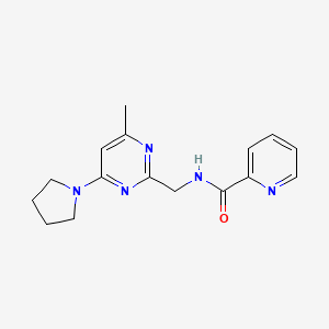 molecular formula C16H19N5O B2503115 N-((4-methyl-6-(pyrrolidin-1-yl)pyrimidin-2-yl)methyl)picolinamide CAS No. 1796992-40-9