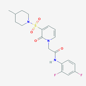 molecular formula C19H21F2N3O4S B2503157 N-(2,4-difluorophenyl)-2-{3-[(4-methylpiperidin-1-yl)sulfonyl]-2-oxo-1,2-dihydropyridin-1-yl}acetamide CAS No. 1251705-21-1