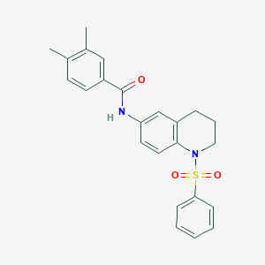 molecular formula C24H24N2O3S B2503165 N-[1-(benzenesulfonyl)-1,2,3,4-tetrahydroquinolin-6-yl]-3,4-dimethylbenzamide CAS No. 941871-72-3