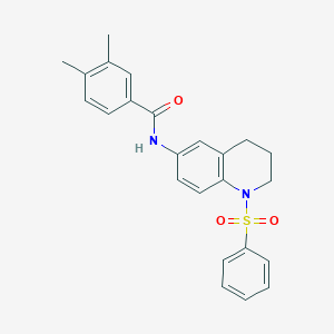 N-[1-(benzenesulfonyl)-3,4-dihydro-2H-quinolin-6-yl]-3,4-dimethylbenzamide