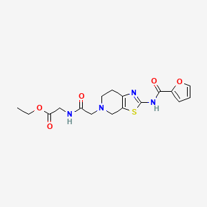 molecular formula C17H20N4O5S B2503168 ethyl 2-(2-(2-(furan-2-carboxamido)-6,7-dihydrothiazolo[5,4-c]pyridin-5(4H)-yl)acetamido)acetate CAS No. 1351599-07-9