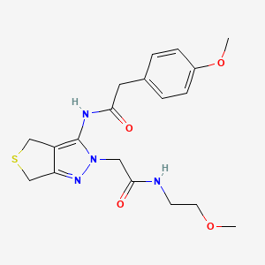 molecular formula C19H24N4O4S B2503182 N-(2-methoxyethyl)-2-(3-(2-(4-methoxyphenyl)acetamido)-4,6-dihydro-2H-thieno[3,4-c]pyrazol-2-yl)acetamide CAS No. 1105205-09-1