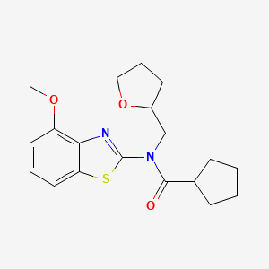 molecular formula C19H24N2O3S B2503192 N-(4-methoxy-1,3-benzothiazol-2-yl)-N-[(oxolan-2-yl)methyl]cyclopentanecarboxamide CAS No. 1173085-94-3