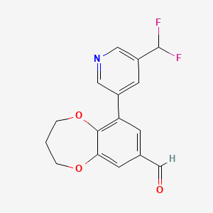 molecular formula C16H13F2NO3 B2503205 9-[5-(difluoromethyl)pyridin-3-yl]-3,4-dihydro-2H-1,5-benzodioxepine-7-carbaldehyde CAS No. 2094426-99-8