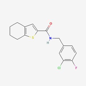 molecular formula C16H15ClFNOS B2503221 N-[(3-chloro-4-fluorophenyl)methyl]-4,5,6,7-tetrahydro-1-benzothiophene-2-carboxamide CAS No. 1252918-21-0