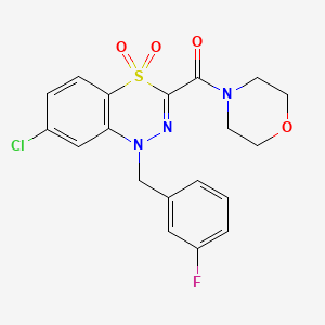B2503228 7-chloro-1-(3-fluorobenzyl)-3-(morpholinocarbonyl)-4lambda~6~,1,2-benzothiadiazine-4,4(1H)-dione CAS No. 1251551-39-9