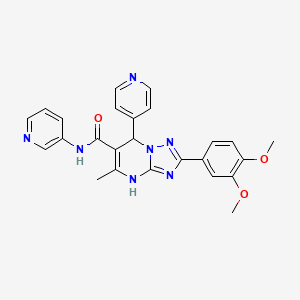 molecular formula C25H23N7O3 B2503232 2-(3,4-dimethoxyphenyl)-5-methyl-N-(pyridin-3-yl)-7-(pyridin-4-yl)-4,7-dihydro-[1,2,4]triazolo[1,5-a]pyrimidine-6-carboxamide CAS No. 539798-71-5