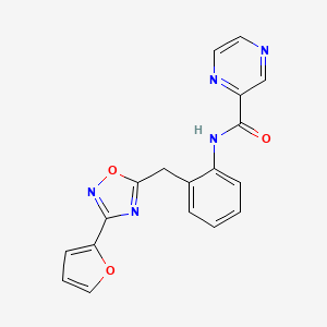 N-(2-((3-(furan-2-yl)-1,2,4-oxadiazol-5-yl)methyl)phenyl)pyrazine-2-carboxamide