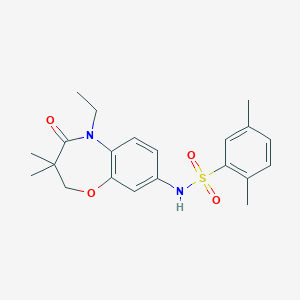 molecular formula C21H26N2O4S B2503256 N-(5-ethyl-3,3-dimethyl-4-oxo-2,3,4,5-tetrahydrobenzo[b][1,4]oxazepin-8-yl)-2,5-dimethylbenzenesulfonamide CAS No. 922094-21-1