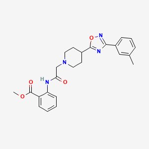 Methyl 2-(2-(4-(3-(m-tolyl)-1,2,4-oxadiazol-5-yl)piperidin-1-yl)acetamido)benzoate