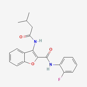 molecular formula C20H19FN2O3 B2503274 N-(2-fluorophenyl)-3-(3-methylbutanamido)-1-benzofuran-2-carboxamide CAS No. 887875-15-2