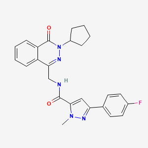 molecular formula C25H24FN5O2 B2503307 N-[(3-cyclopentyl-4-oxo-3,4-dihydrophthalazin-1-yl)methyl]-3-(4-fluorophenyl)-1-methyl-1H-pyrazole-5-carboxamide CAS No. 1421443-93-7
