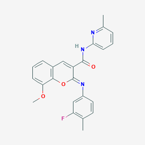 (2Z)-2-[(3-fluoro-4-methylphenyl)imino]-8-methoxy-N-(6-methylpyridin-2-yl)-2H-chromene-3-carboxamide