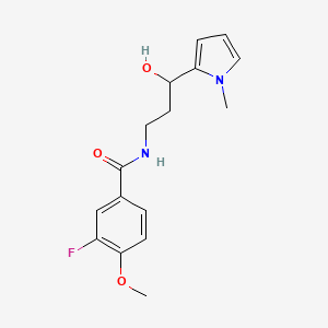 molecular formula C16H19FN2O3 B2503325 3-fluoro-N-(3-hydroxy-3-(1-methyl-1H-pyrrol-2-yl)propyl)-4-methoxybenzamide CAS No. 1787880-62-9