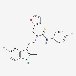 molecular formula C23H21Cl2N3OS B2503326 1-(2-(5-chloro-2-methyl-1H-indol-3-yl)ethyl)-3-(4-chlorophenyl)-1-(furan-2-ylmethyl)thiourea CAS No. 851971-31-8