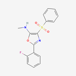 molecular formula C16H13FN2O3S B2503330 2-(2-fluorophenyl)-N-methyl-4-(phenylsulfonyl)oxazol-5-amine CAS No. 862797-52-2