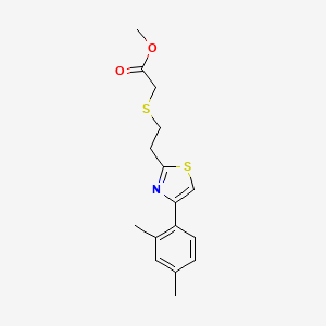 molecular formula C16H19NO2S2 B2503331 Methyl2-((2-[4-(2,4-dimethylphenyl)-1,3-thiazol-2-YL]ethyl)thio)acetate CAS No. 680215-74-1