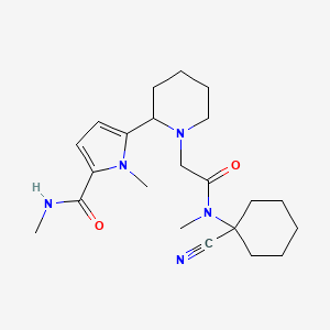 molecular formula C22H33N5O2 B2503340 5-[1-[2-[(1-Cyanocyclohexyl)-methylamino]-2-oxoethyl]piperidin-2-yl]-N,1-dimethylpyrrole-2-carboxamide CAS No. 2108934-90-1