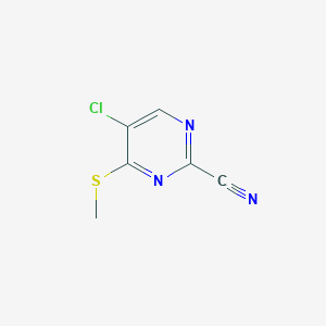 molecular formula C6H4ClN3S B2503341 5-Chloro-4-methylsulfanylpyrimidine-2-carbonitrile CAS No. 2260931-40-4