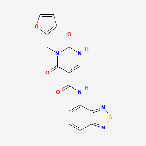 molecular formula C16H11N5O4S B2503347 N-(benzo[c][1,2,5]thiadiazol-4-yl)-3-(furan-2-ylmethyl)-2,4-dioxo-1,2,3,4-tetrahydropyrimidine-5-carboxamide CAS No. 1421457-62-6