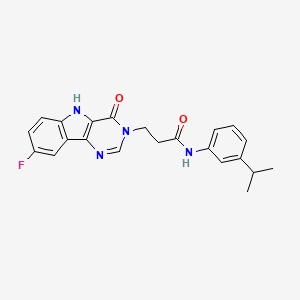 molecular formula C22H21FN4O2 B2503357 3-(8-fluoro-4-oxo-4,5-dihydro-3H-pyrimido[5,4-b]indol-3-yl)-N-(3-isopropylphenyl)propanamide CAS No. 1105215-93-7