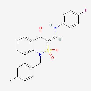 (3E)-3-{[(4-fluorophenyl)amino]methylene}-1-(4-methylbenzyl)-1H-2,1-benzothiazin-4(3H)-one 2,2-dioxide