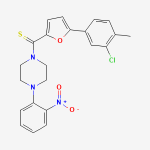 B2503379 (5-(3-Chloro-4-methylphenyl)furan-2-yl)(4-(2-nitrophenyl)piperazin-1-yl)methanethione CAS No. 941943-11-9