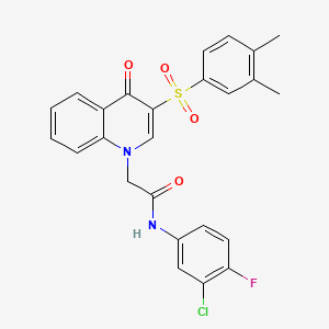 molecular formula C25H20ClFN2O4S B2503393 N-(3-chloro-4-fluorophenyl)-2-[3-(3,4-dimethylbenzenesulfonyl)-4-oxo-1,4-dihydroquinolin-1-yl]acetamide CAS No. 902585-06-2