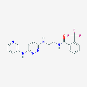 molecular formula C19H17F3N6O B2503398 N-(2-((6-(pyridin-3-ylamino)pyridazin-3-yl)amino)ethyl)-2-(trifluoromethyl)benzamide CAS No. 1021259-50-6