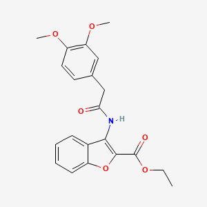 molecular formula C21H21NO6 B2503402 Ethyl 3-(2-(3,4-dimethoxyphenyl)acetamido)benzofuran-2-carboxylate CAS No. 847406-11-5