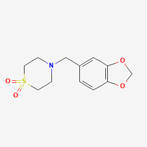 molecular formula C12H15NO4S B2503409 4-(1,3-苯并二氧杂环-5-基甲基)-1lambda~6~,4-噻嗪烷-1,1-二酮 CAS No. 477858-19-8