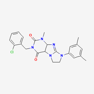 molecular formula C23H22ClN5O2 B2503410 3-[(2-chlorophenyl)methyl]-8-(3,5-dimethylphenyl)-1-methyl-1H,2H,3H,4H,6H,7H,8H-imidazo[1,2-g]purine-2,4-dione CAS No. 872843-26-0
