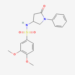 molecular formula C18H20N2O5S B2503421 3,4-dimethoxy-N-(5-oxo-1-phenylpyrrolidin-3-yl)benzenesulfonamide CAS No. 896307-22-5