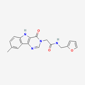 molecular formula C18H16N4O3 B2503440 N-[(furan-2-yl)methyl]-2-{8-methyl-4-oxo-3H,4H,5H-pyrimido[5,4-b]indol-3-yl}acetamide CAS No. 1105248-90-5