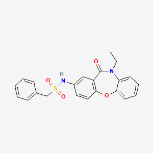 molecular formula C22H20N2O4S B2503505 N-(10-ethyl-11-oxo-10,11-dihydrodibenzo[b,f][1,4]oxazepin-2-yl)-1-phenylmethanesulfonamide CAS No. 921920-27-6
