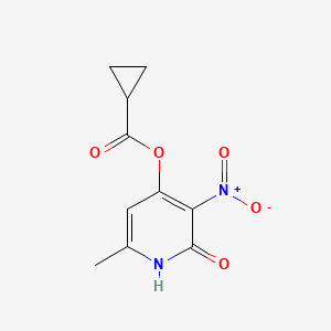 molecular formula C10H10N2O5 B2503590 6-Methyl-3-nitro-2-oxo-1,2-dihydropyridin-4-yl cyclopropanecarboxylate CAS No. 868679-39-4
