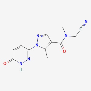 molecular formula C12H12N6O2 B2503598 n-(Cyanomethyl)-n,5-dimethyl-1-(6-oxo-1,6-dihydropyridazin-3-yl)-1h-pyrazole-4-carboxamide CAS No. 2220198-64-9