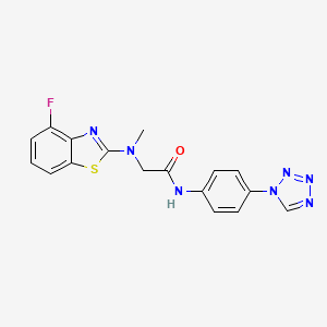 molecular formula C17H14FN7OS B2503604 N-(4-(1H-tetrazol-1-yl)phenyl)-2-((4-fluorobenzo[d]thiazol-2-yl)(methyl)amino)acetamide CAS No. 1351633-62-9